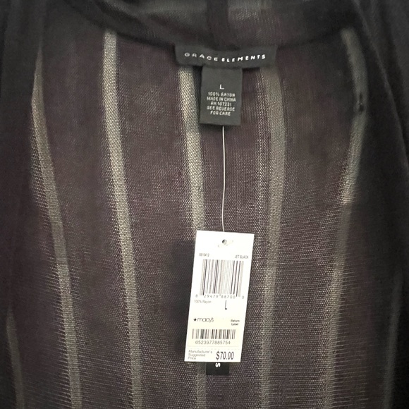 NWT Grace Elements black lightweight sheer cardigan/sweater size Large - Picture 6 of 6